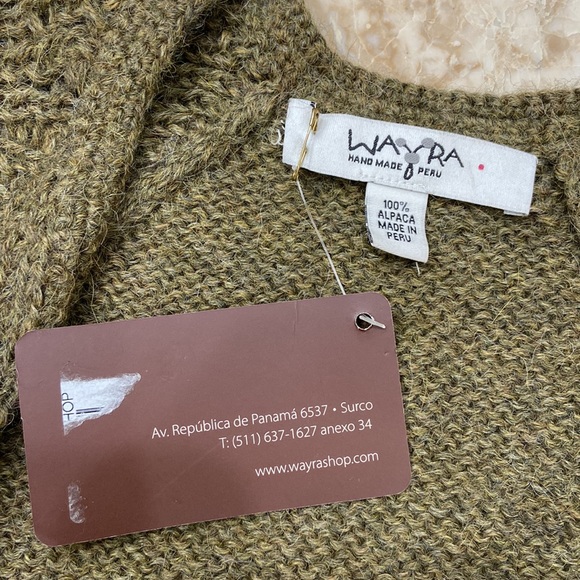 🛍️Wayra 100% Alpaca Short Open Cardigan. Size Xs. Olive Green - Picture 6 of 8
